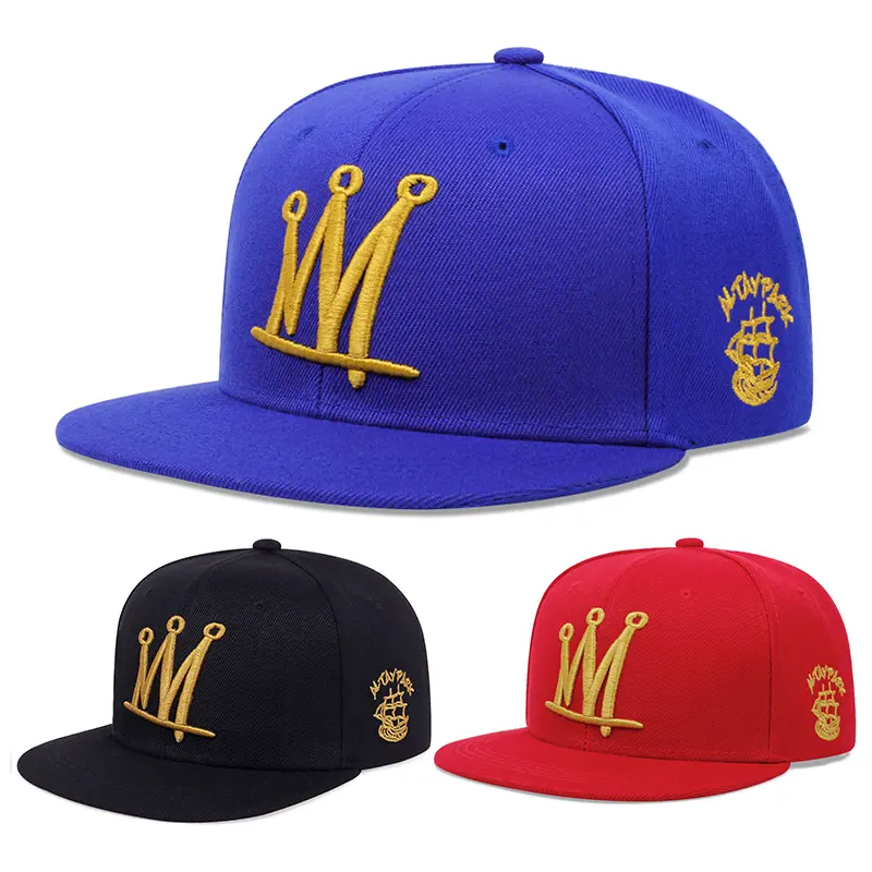 Satin Baseball Cap with Crown Embroidery, Adjustable Flat Brim Casual Hat for Men and Women, Classic Baseball Cap