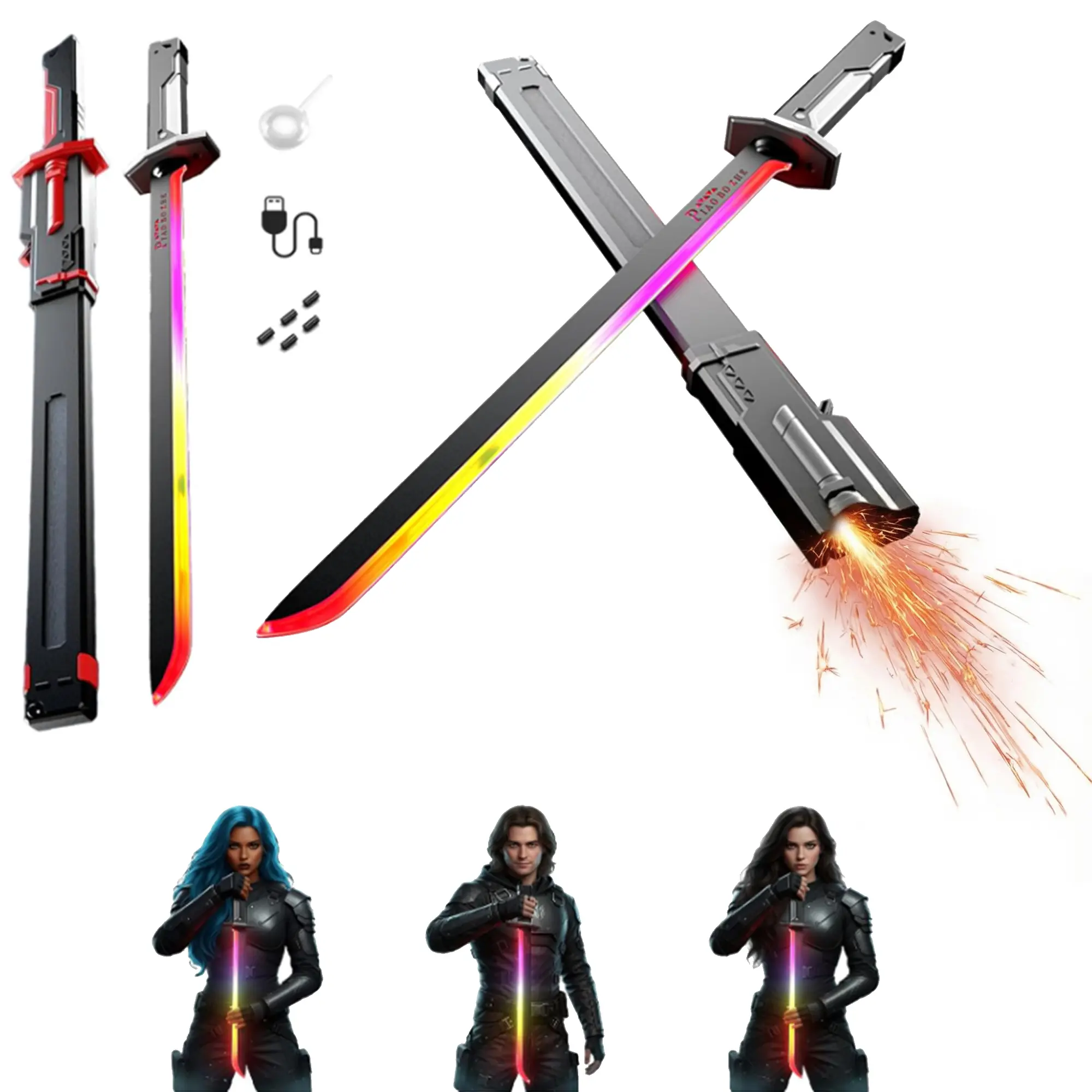 New RGB Lightsaber Toy—featuring a color-changing blade, sound effects, motion-activated lighting, and "spark" effects; illuminated blade design—a fantastic choice for holidays and a cool gift.