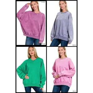 ACID WASH OVERSIZED FLEECE PULLOVER