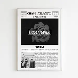 Chase Atlantic Retro Newspaper Print / Swim Poster No Frame / Lyrics Print / Chase Atlantic Merch / Music Gift
