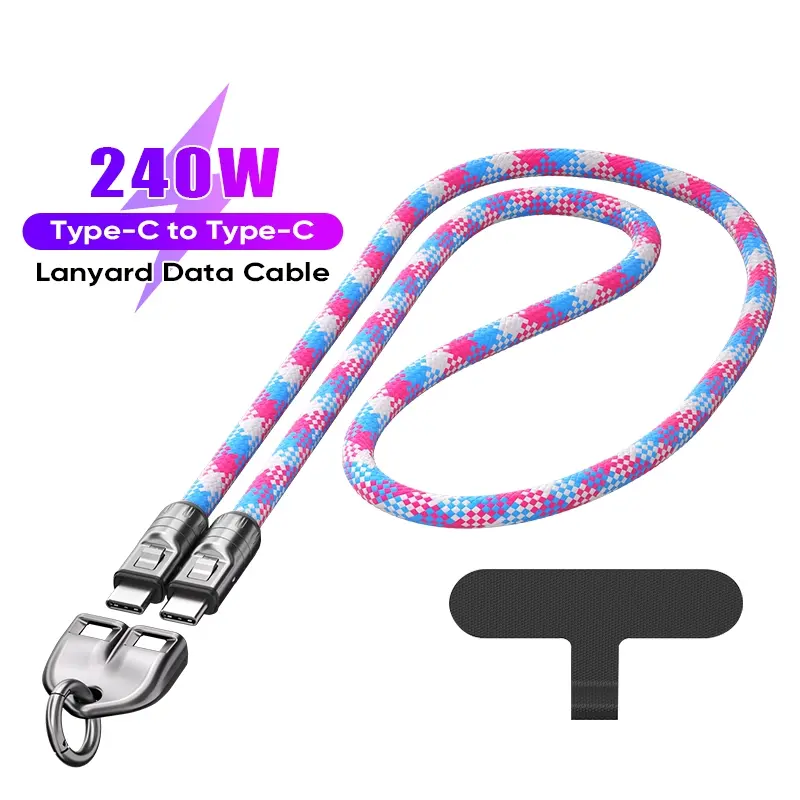 240w USB-C to Type-C Cable, Pd3.1 Fast Charging, Portable Phone Lanyard Data Line, Ideal Back-To-School Accessory