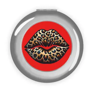 Jaguar Print Kiss Red Compact Mirror | Travel Makeup Mirror