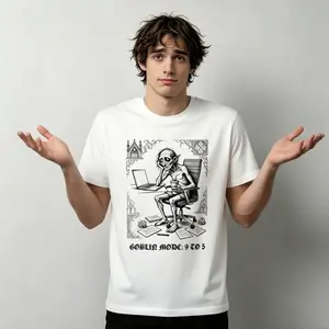 Funny Goblin Mode 9 To 5 T-Shirt | Relatable Office Humor Graphic Tee | Sarcastic Corporate Slacker White Shirt | Premium Cotton Work From Home Top | Unique Gift for Tired Employees & Gen Z