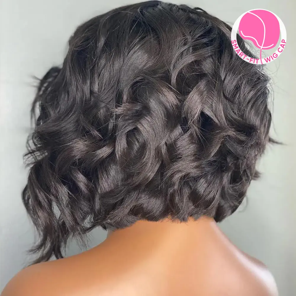 Jessie's Wig [Lyuba] Smart-Fit Pull Go Bobiana Curl Short Bob Glueless Wig 13x5/7x5 Pre Cut Lace Remy Human Hair, Glueless Closure Wig, Human Hair Curly