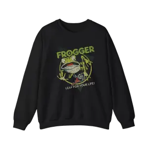 Frogger Leap For Your Life 1981 Print Cartoon T-Shirt - Basic Cotton Sweatshirt- Streetwear Soft Collar Fabric