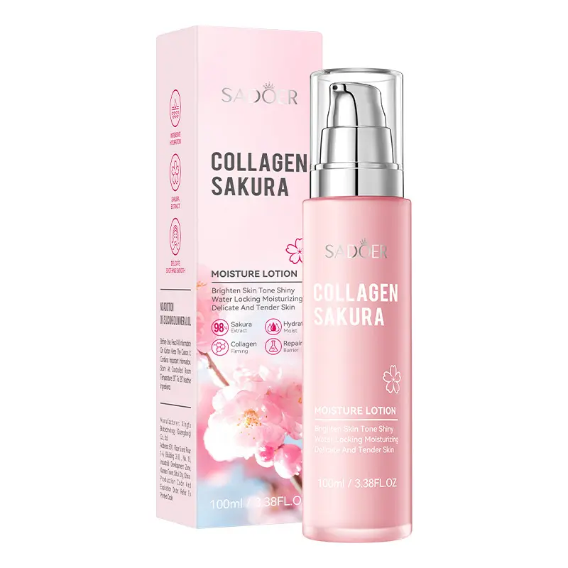 SADOER Collagen Sakura Face Cream for All Skin Types, Anti-Aging & Brightening Moisturizer for Dewy Skin, 100ml (3.4 fl oz), Moisturizers, Deep Moisturizing Repair, Radiant Skin