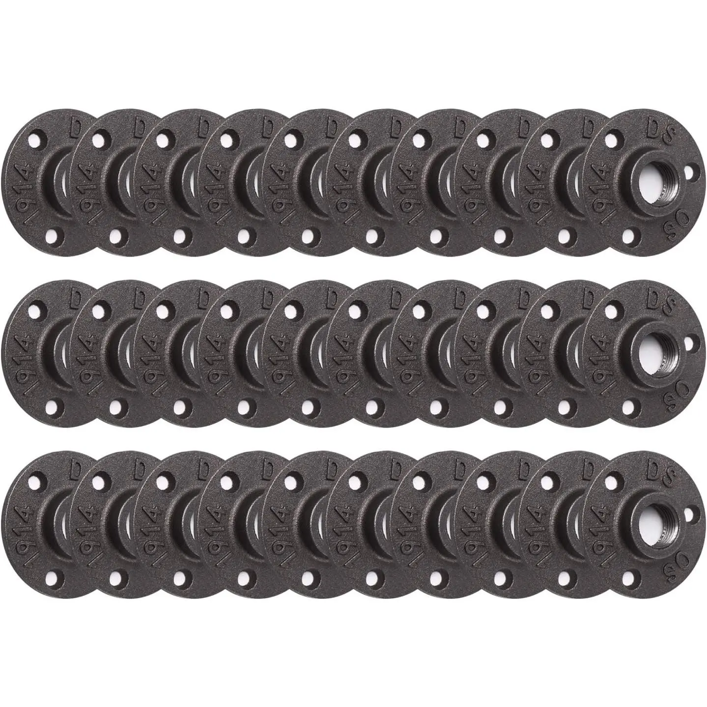 1/2" Floor Flange,  30 Pack Malleable iron Pipe Flange for Industrial  style, Flanges with Threaded Hole for DIY Project/Furniture/Shelving Decoration (30 Pack, 1/2")