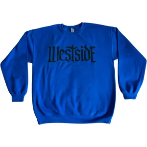 Westside Original Sweaters Blue Classic Round Neck Long Sleeve Sweatshirt with Logo