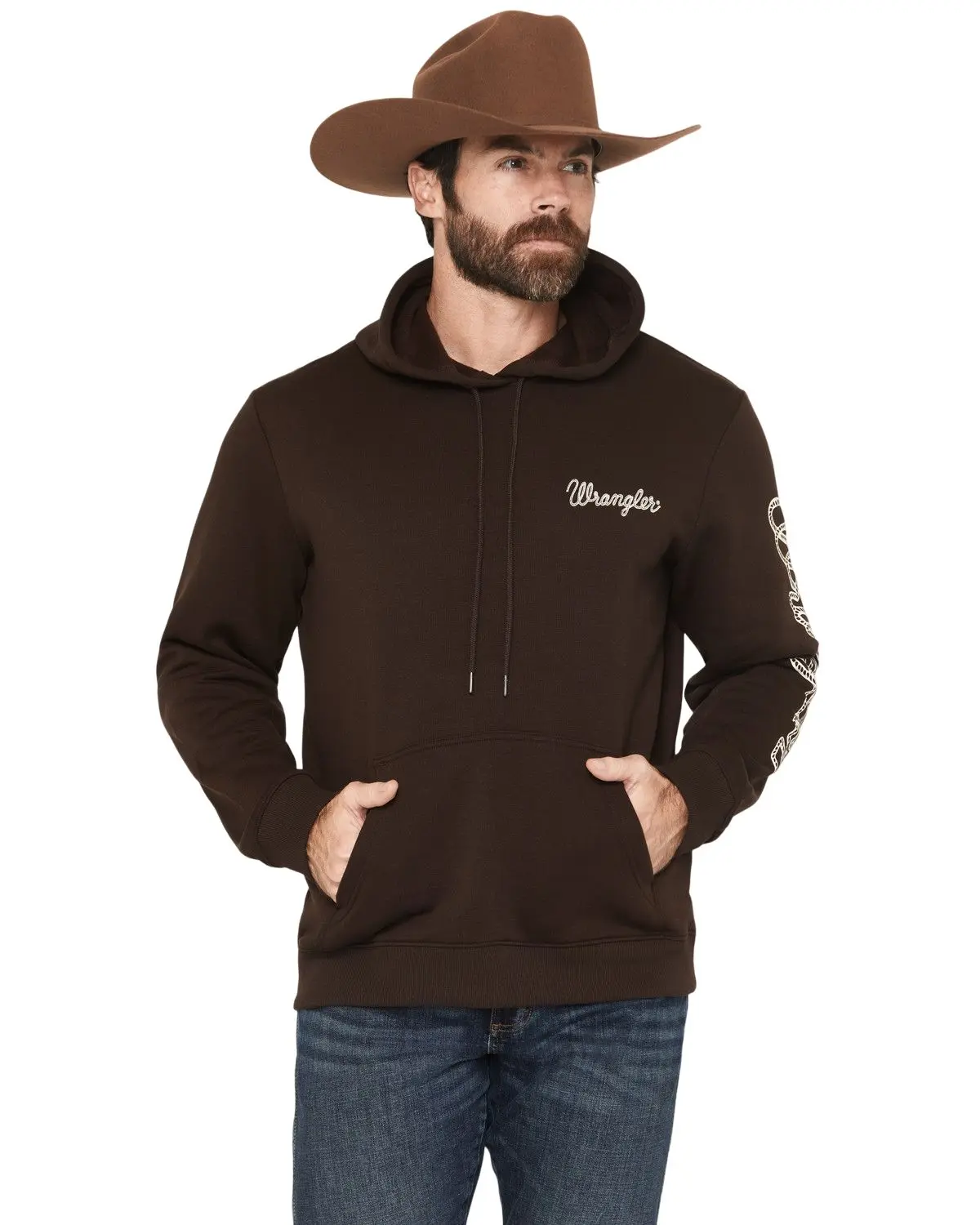 Wrangler Men's Men'S Rope Sleeve Logo Hooded Sweatshirt - 112368744