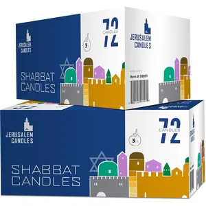Shabbat Candles, Traditional Shabbos Candles, 3 Hour (Pack of 2) - 72 Candles (144 Candles) Jerusalem Candles