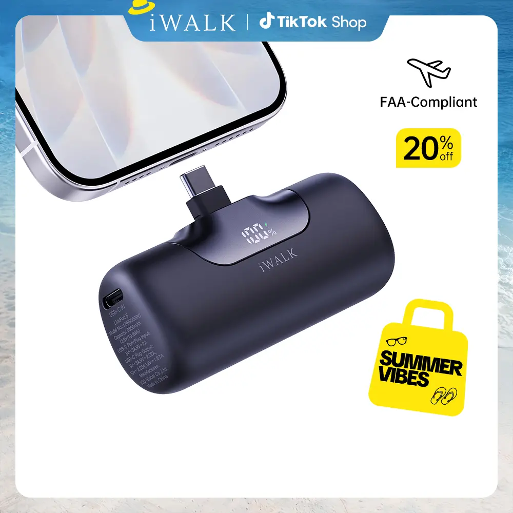 iWALK Portable Charger Battery Power Bank - 5500mAh Next-Gen Small Battery, 22.5W Fast Charging, USB Type-C Accessory for iPhone 17/16/15, Samsung Galaxy S25/S24/S23, iPad & Digital Devices (Plug & Cable Compatible)