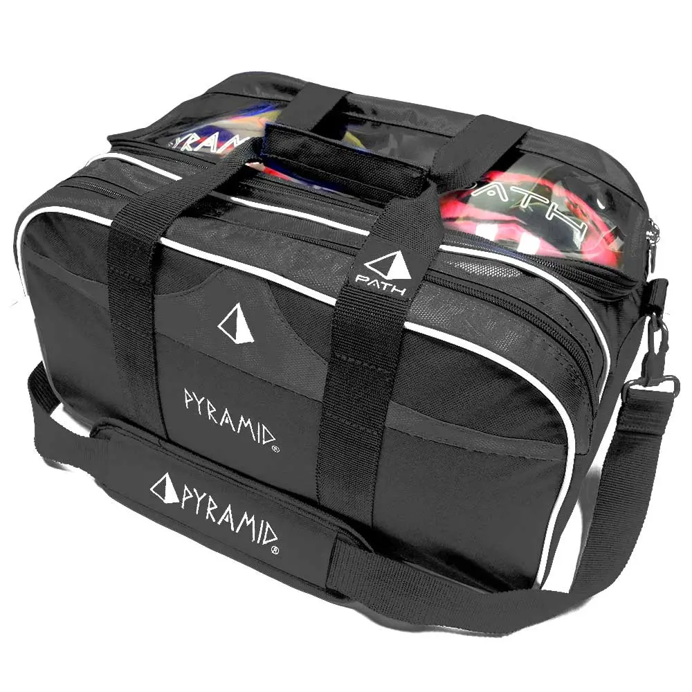 Pyramid Path Double Tote Plus Clear Top Bowling Bag (Black/Black)
