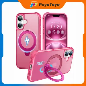 PuyaTeya Aluminium Protective Smartphone Casing - 360° Spin Invisible Stand, Military-Grade Shockproof, All-Around Protection, Magnetic Wireless Charging Compatible for iPhone 15,16,17,Pro,Pro Max | Cellphone Accessories, Tech Accessories for Outdoor Use