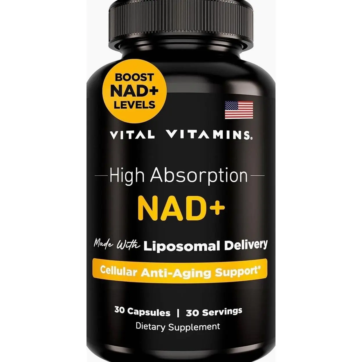 Vital Vitamins NAD Supplement - NAD+ (Nicotinamide Adenine Dinucleotide) for Men & Women - Made with Liposomal Delivery - Cellular Anti-Aging Support, Energy, Focus - 30-Day Supply