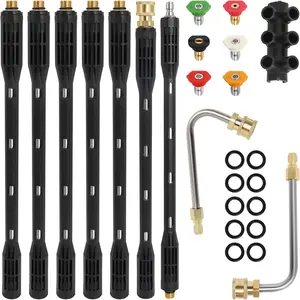 Upgraded  Washer Extension Wand,Up to 115in,4000 PSI Gutter Cleaner Attachment with 6 Tips,1/4"Quick Connect, Leak-Resistant Ring