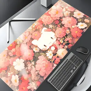 Cute Cat Pattern Mouse Pad, Rectangle Gaming Mouse Pad, Non-slip Rubber Base Mousepad, Desk Keyboard Mat, Desk Accessories for Home Office Game Room