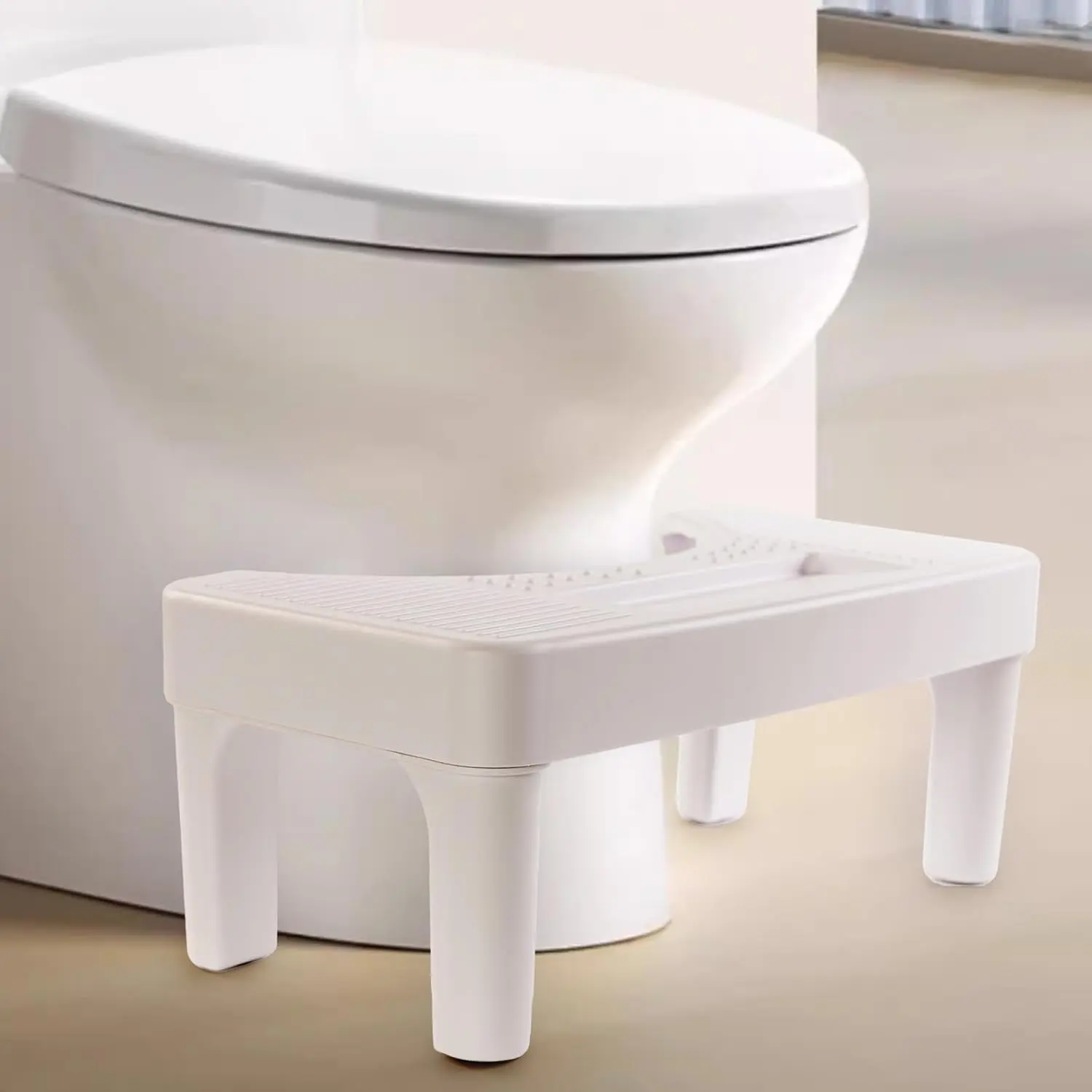 6.7 Inch Non-Slip Toilet Step Stool - Small, Indoor Bathroom Accessory for All Ages (Home Bathroom Gadget), Toilet Step Stool For All Ages, Indoor Bathroom Stools
