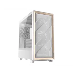 Antec FLUX Wood White, 5 x PWM Fans Included, High-Airflow Front Panel With Birch Wood, Type-C, 420mm Radiator & Back Connect Motherboard Support, Up to 9 Fans Simultaneously, Mid-Tower E-ATX PC Case
