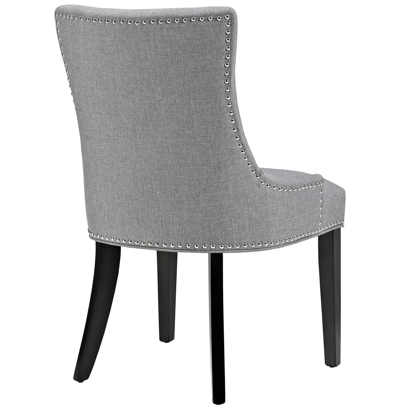 Modway Marquis Hourglass Fabric Dining Chair - Light Gray, Polyester Upholstery, Nailhead Trim, Tapered Legs