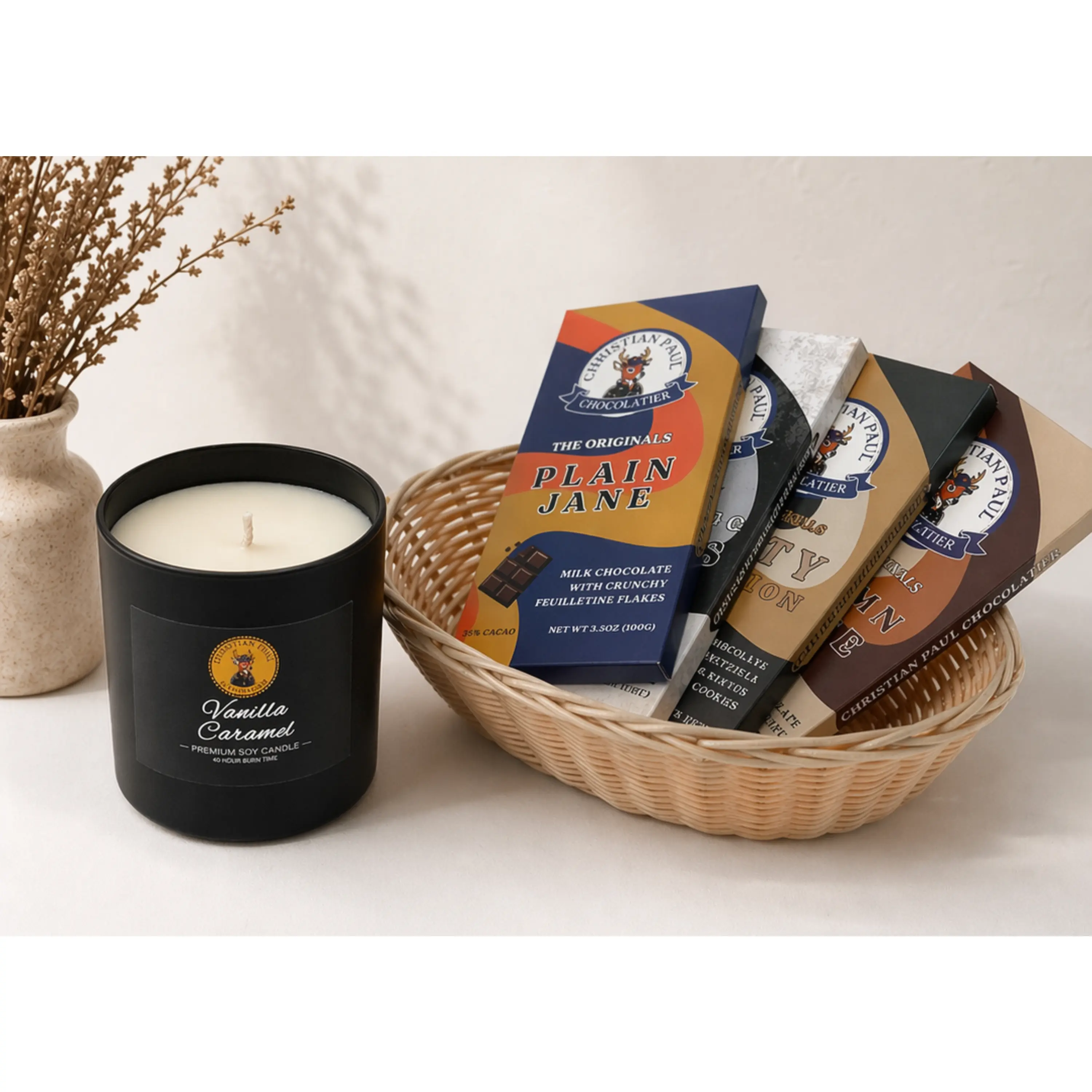 Vanilla Caramel Candle & Chocolate Gift Set