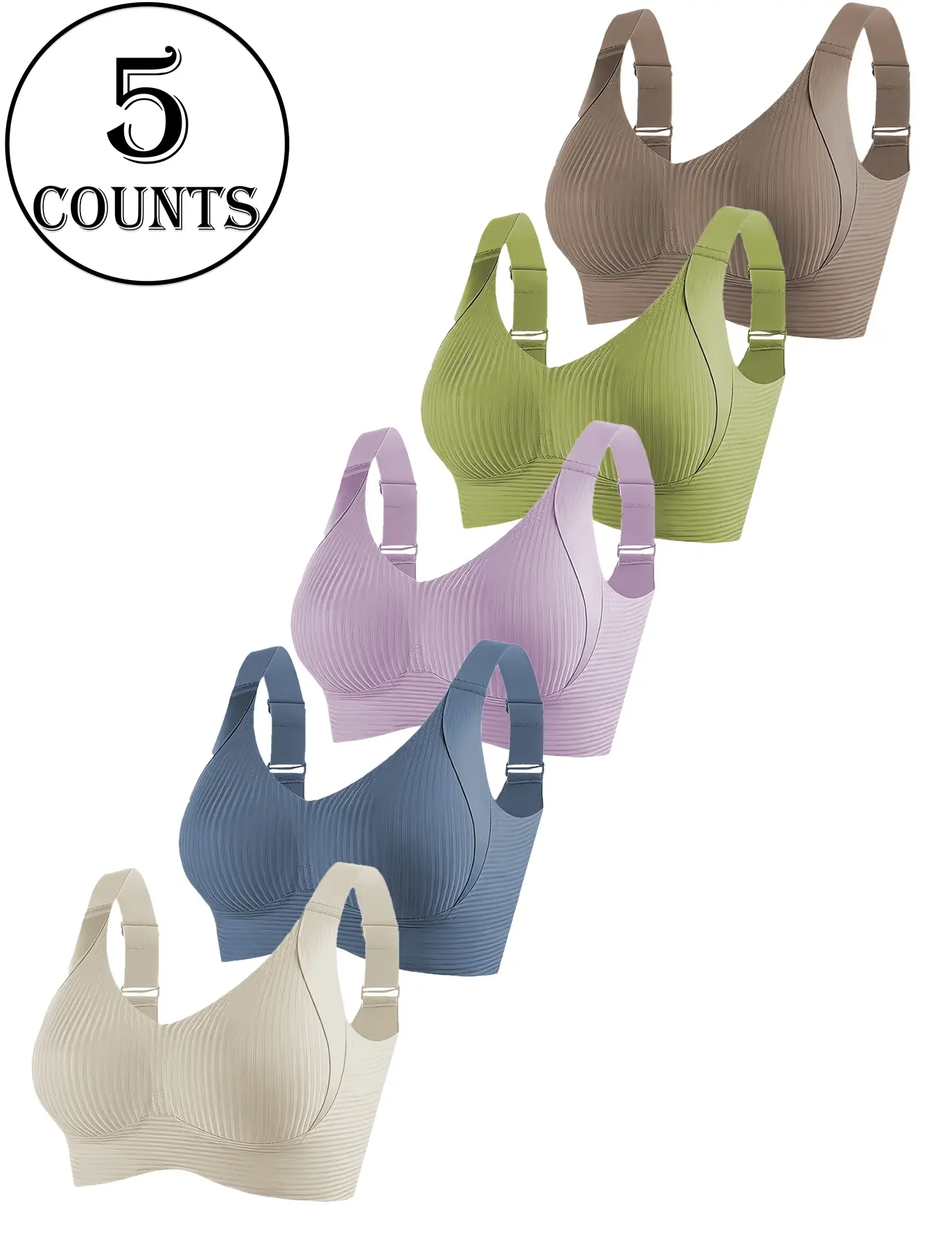 Women's Wireless Bralette Bra Set, Comfortable Breathable Soft Underwear, Daily Wear, All-Seasons, 3/4/5 Pieces, Women's Bras Women's Wireless Bralette Bra Set, Comfortable Breathable Soft Underwear, Daily Wear, All-Seasons, 3/4/5 Pieces, Women's Bras