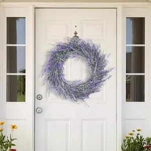 Front Door Wreath 18 Inch Artificial Lavender Wreaths Christmas Wedding Decor   Outdoor Indoor Wall Farmhouse Decorations Ornaments
