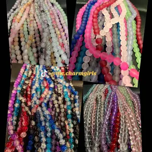 The Charm Girls 8mm Bead Bundles - Colorful Glass Beads in Various Shapes & Designs for Jewelry Making (10 Strands Each)