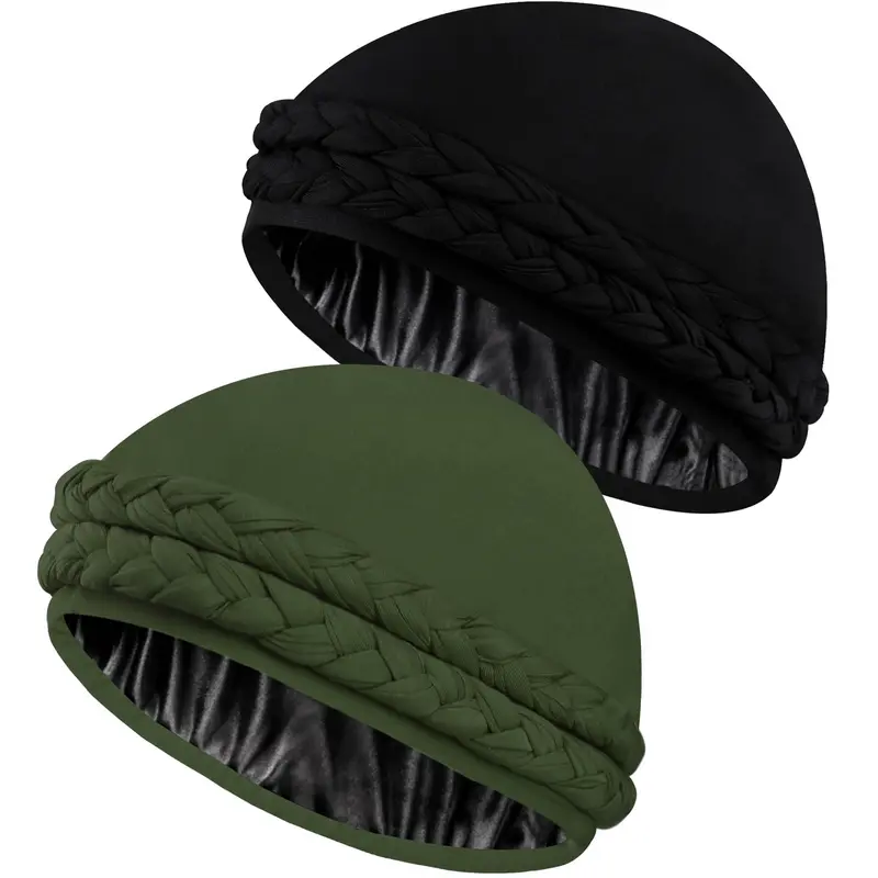 1pack/2pack Silk Satin Lined Halo Turban Head Wrap Set - Pre-Tied Skull Caps for Men and Women - Soft Sleeping Bonnets - Hair Cover for Chemo Hair Loss - Stylish and Comfortable Headwear