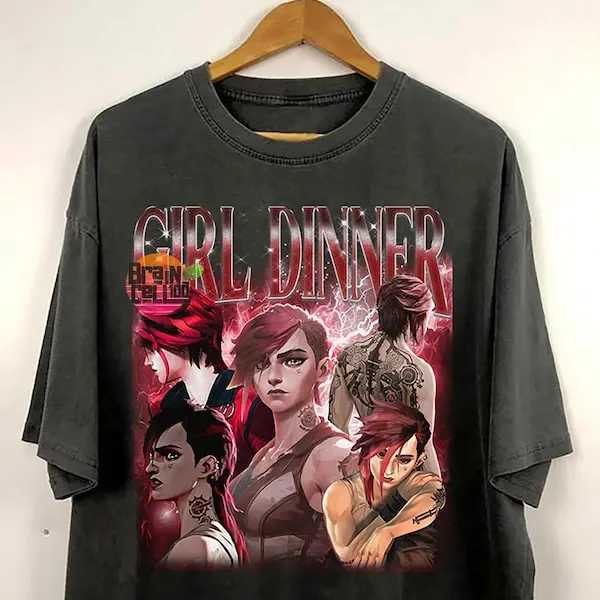 Graphic Girl Dinner Vi Arcane Vintage 90s Bootleg T-shirt, Vi Arcane Sweatshirt, Vi Arcane Shirt Retro Arcane Vi Hoodie Arcane Vi Shirt LOL
