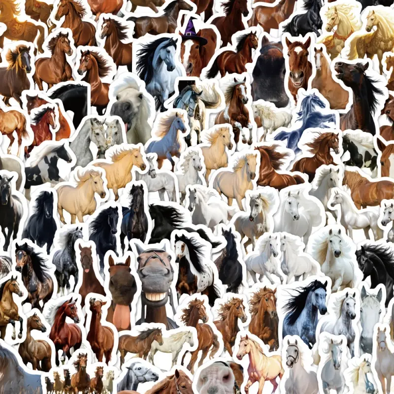 100pcs Realistic Horse Sticker Set | Creative Decorative Desktop Stickers for Valentine'S Day, Suitable for Roller Skating and Cycling, Self-Adhesive, Single Use