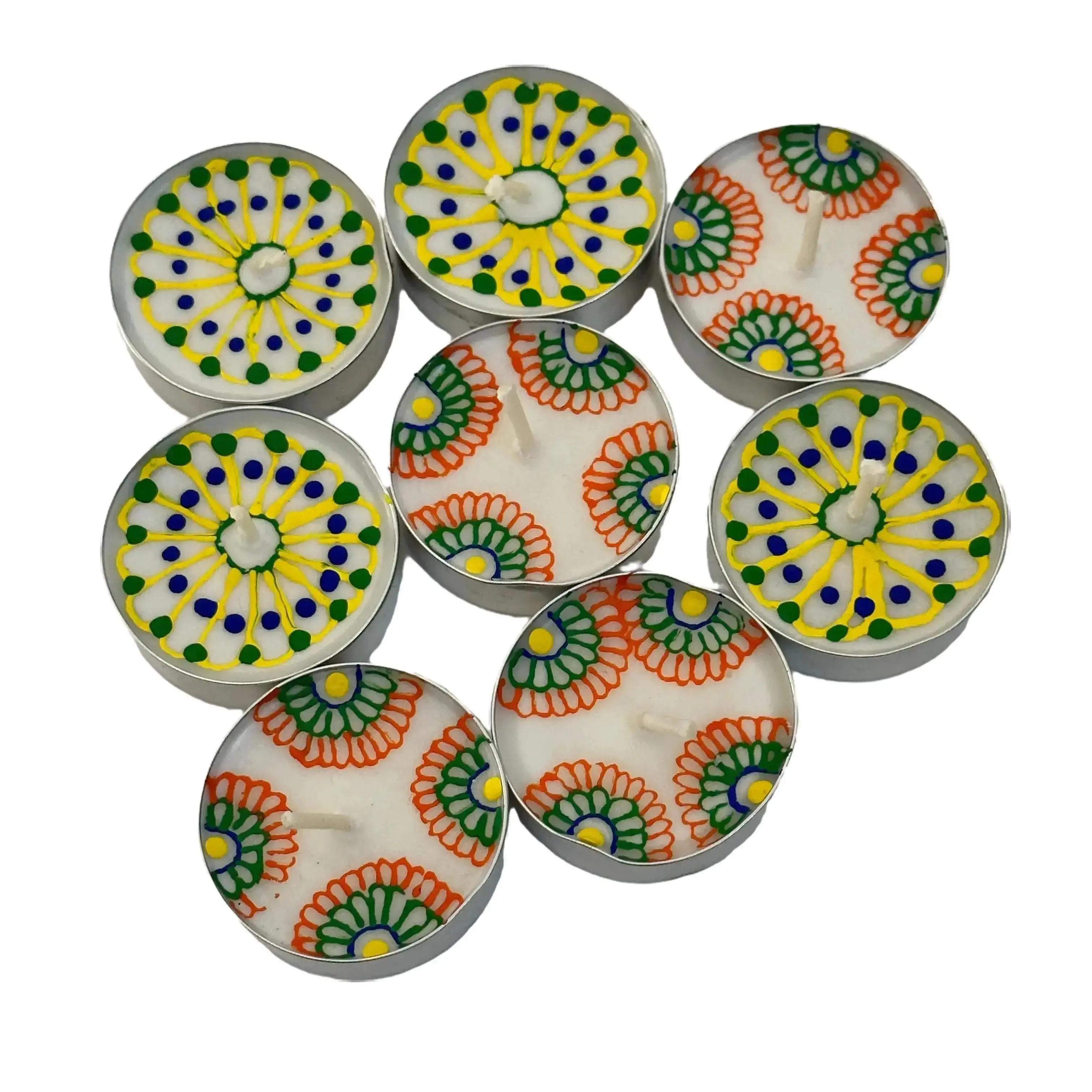 Sets of 8 Handpanited Candle. Mehndi Night Favor | Indian Wedding Favors | Candle Return Gifts | Party Favor for Henna
