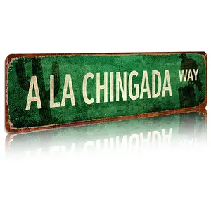 Funny Spanglish Vintage Wall Decor 16x4 Inch Humor Metal Sign for Porch Home Bar Garden Patio Easy-Hanging Outdoor Decoration Christmas Gift Family Wall Art Regular Stop Sign
