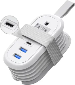 Travel Power Strip with USB C Ports, PD 20W Fast Charge 2 Outlets 3 USB Ports, 4 FT Travel Flat Plug Extension Cord, Non Surge Protector for Cruise Ship Travel Essentials(PD20W Charge White)