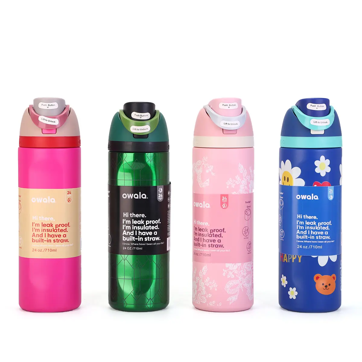 Cross-border explosion Owala double-layer vacuum fruit cup 304 stainless steel thermos cup outdoor large-capacity straw water cup