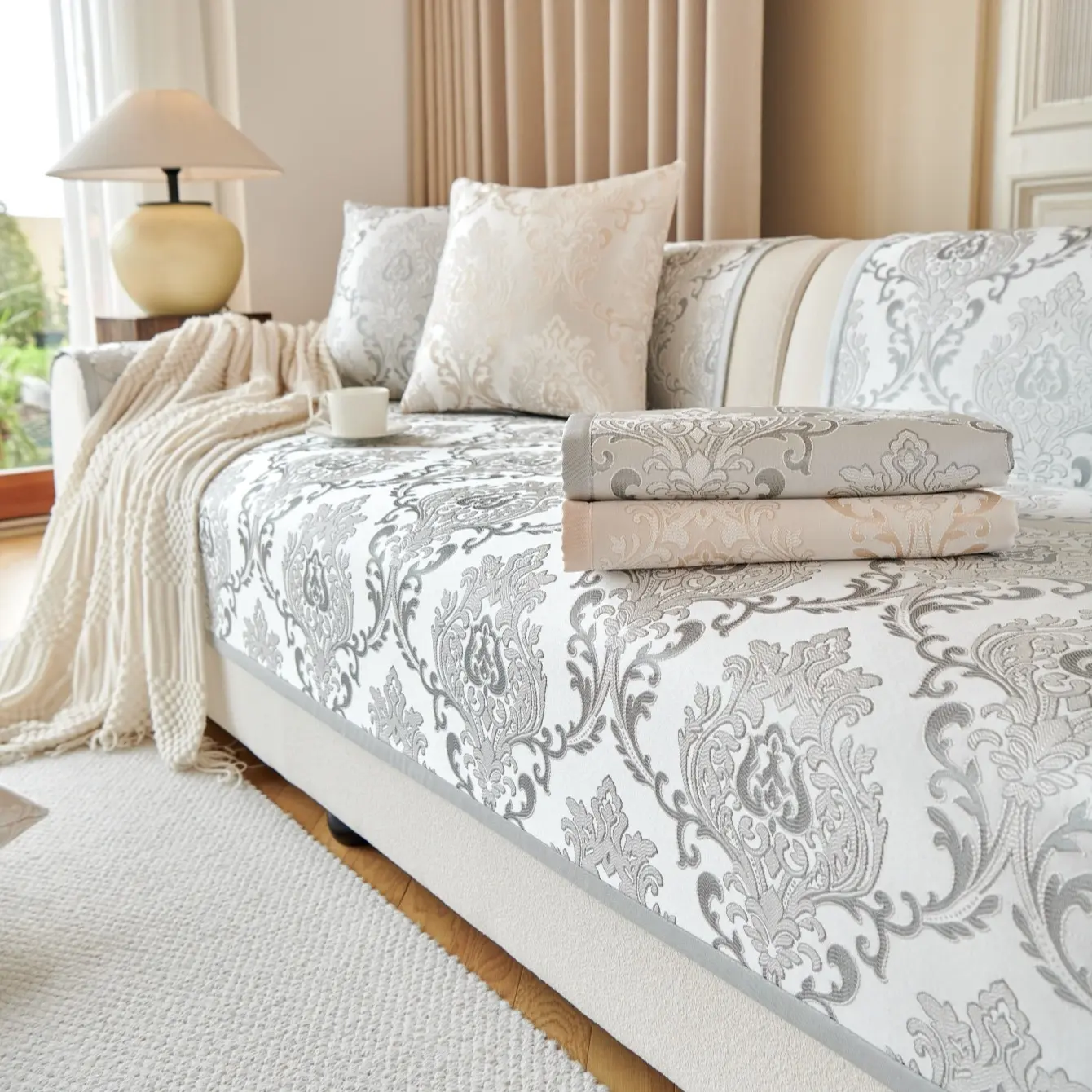 Luxurious Cotton Sofa Cushion, Pet-Friendly Non-Slip Sofa Protector, Washable Sofa Slipcover, Sofa Couch Slipcover, Durable All-Season Furniture Cover, Sofa Furniture Slipcovers, Ideal for Home and Office
