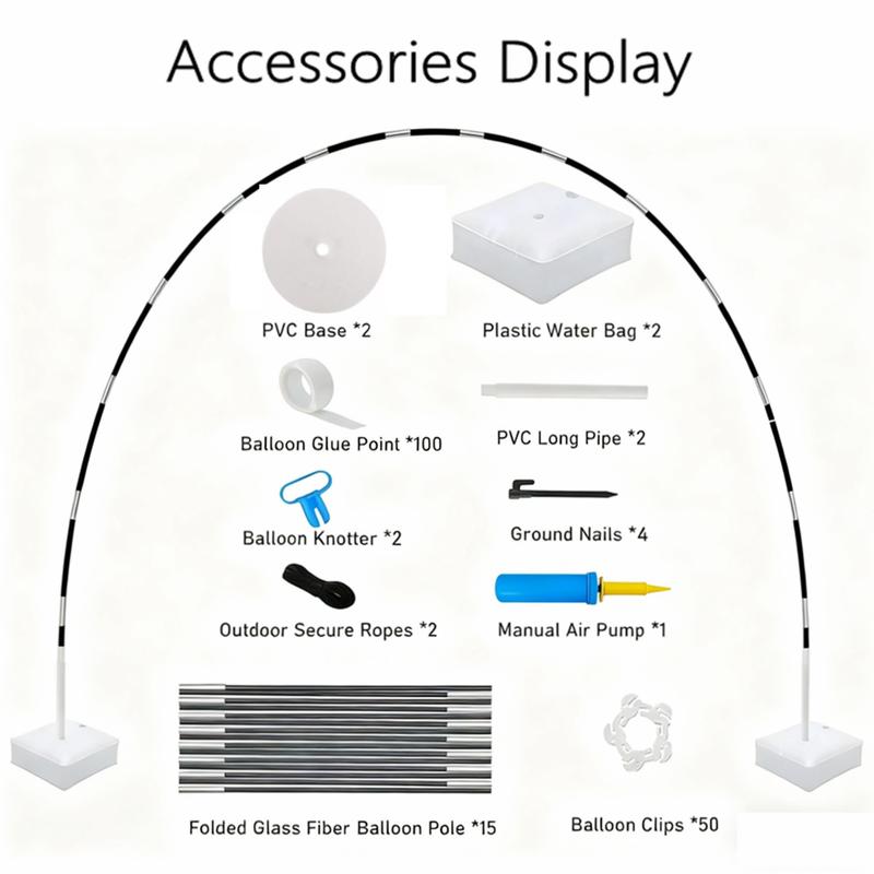 Balloon Arch Kit 9FT Height & 10FT Width Adjustable Stand with Glass Fiber Poles PVC Base Water Bags Pump Clips Knotter Ropes for Wedding Baby Shower Gender Reveal Graduation Birthday Decorations