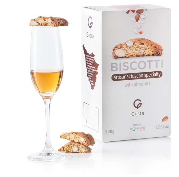 Original Almond Italian Biscotti Cookies - Made in Tuscany, Italy - Classic Two Bites Size - All Natural Ingredients - Fresh & Genuine Italian Dessert Treats - 8.82oz