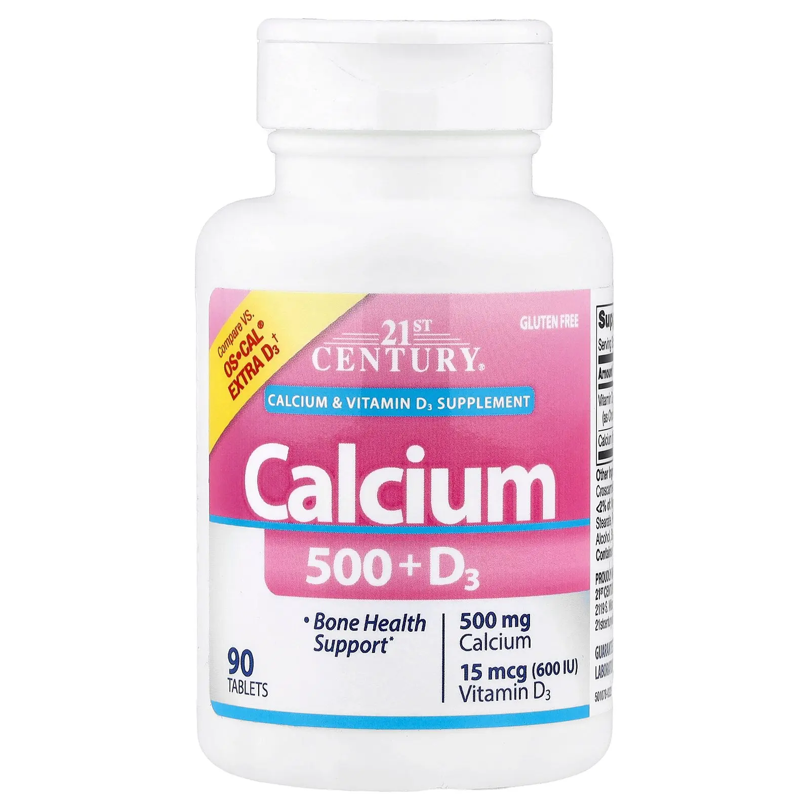 21st Century Calcium 500 + D3, 90 Tablets