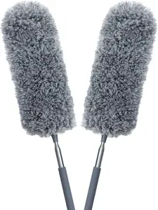 2 Pack Mini Microfiber Feather Duster for Cleaning, with Extendable Pole, Hand Washable Dusters, Cleaning Tools
