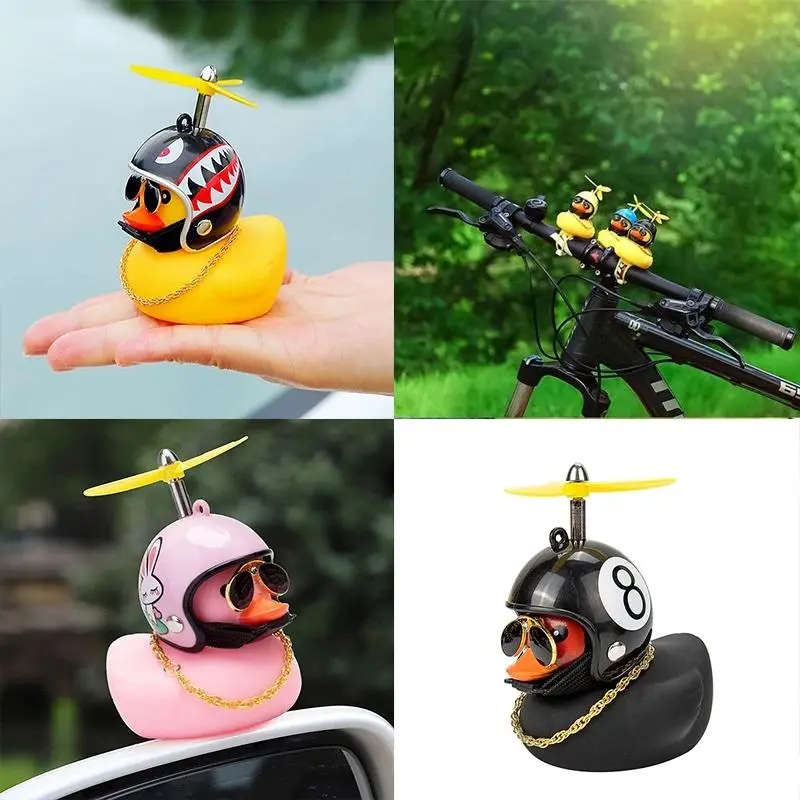 Adorable Helmet Duck Figure - Broken Wind Design for Cars & Motorcycles - Yellow Duck Riding Decor -  for Bikers