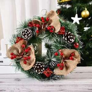 28cm Christmas Wreath Xmas Door Garlands Oranments Merry Christmas Decor For Home 2023 Happy New Year Naviidad Door Pendants