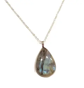 Labradorite Teardrop Pendant Necklace