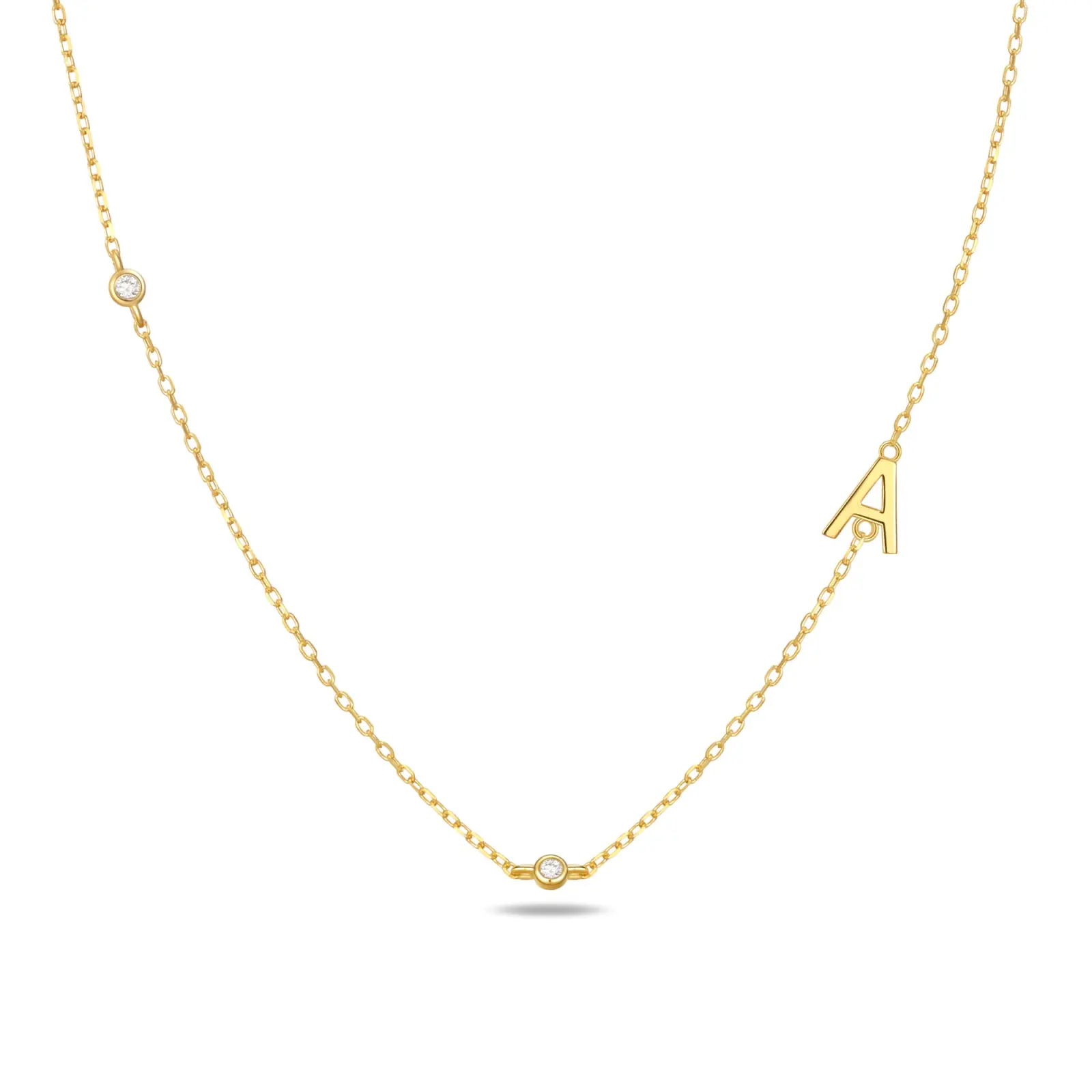 925 Streling Silver Necklace Initial Necklaces for Women 14K Gold Vermeil Letter Necklace Personalized A-Z Sideways Initial Necklace for Women Trendy Simple Gold Choker