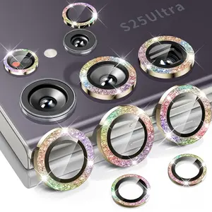 Glitter Lens Protector, Full Coverage Lens Protective Cover, Camera Lens Protector, Phone Accessories Compatible with Samsung S24FE S25Ultra S25Plus S25, Casing