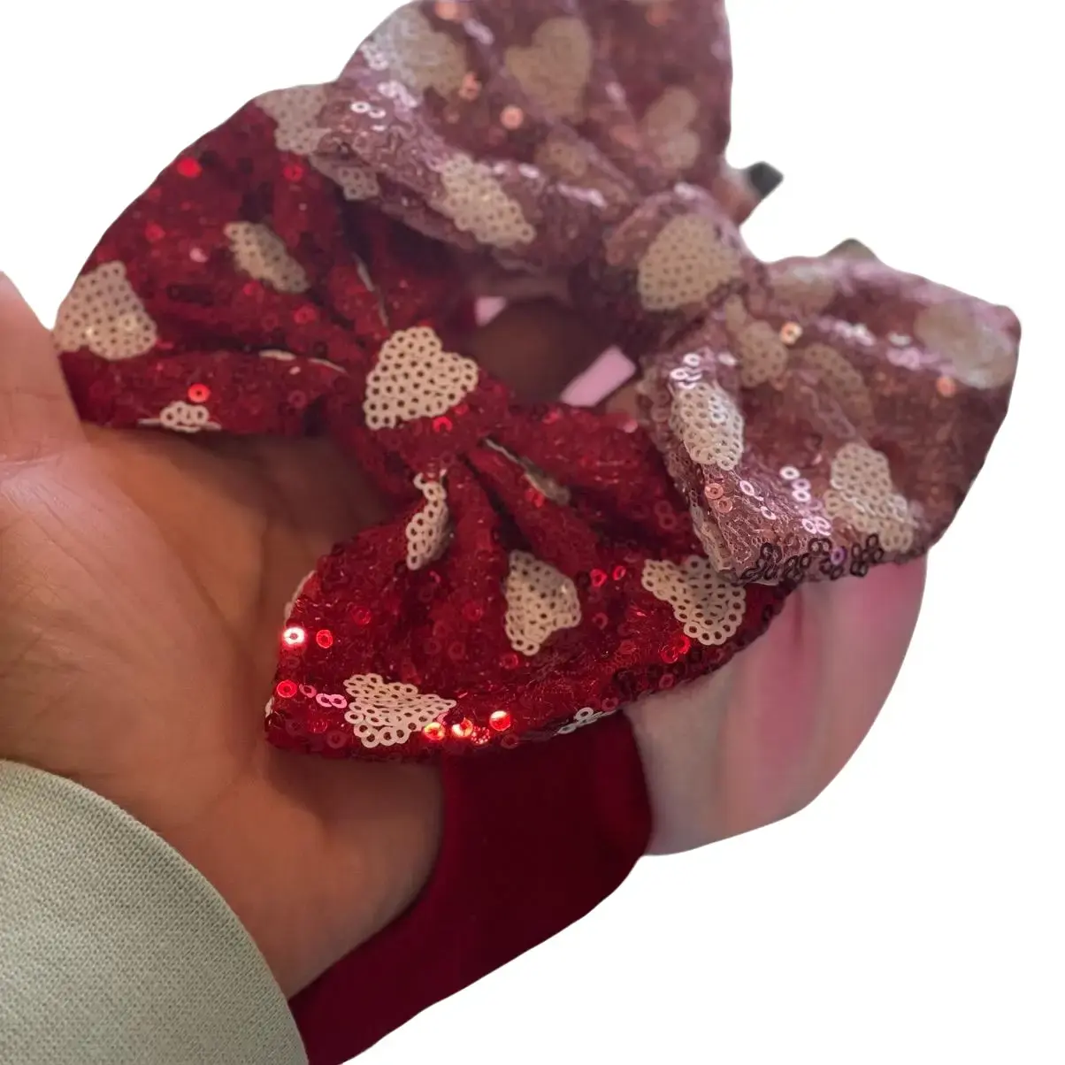 Hearted Bow Headbands - Red Heart Design with Sparkly Accents, Ideal for Special Occasions and Parties