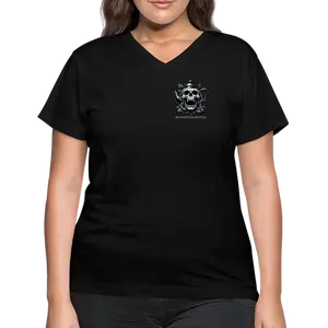 Extended Sizes - White Logo Women's V-Neck Tee
