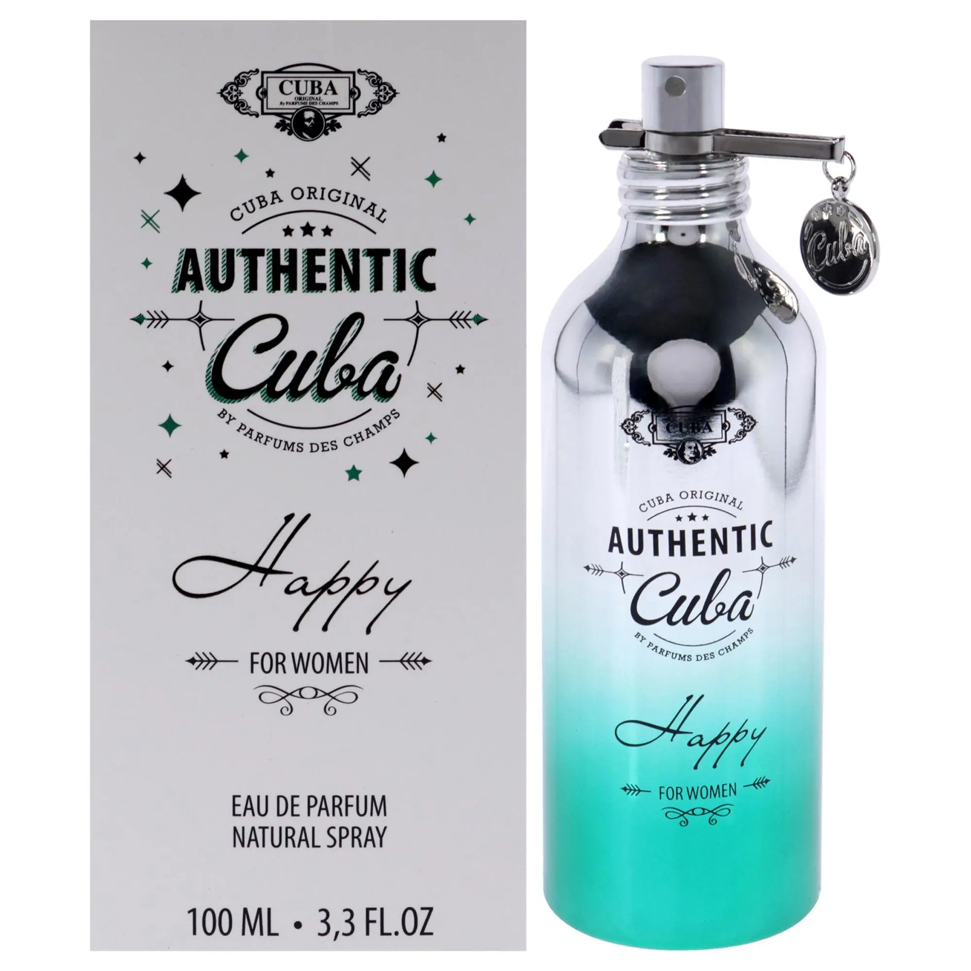 Cuba Authentic Happy Eau de Parfum for Women, 100ml (3.3 oz) Natural Fragrance Signature Spray, Original Crafted Unisex Fragrance