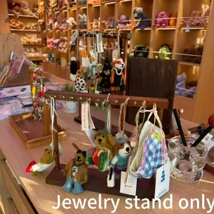 Walnut Color Necklace Display Stand, Solid Wood Jewelry Holder, Handmade Bracelet Pendant Rack, Wooden Storage Organizer