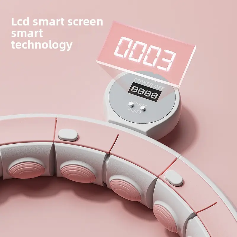 Women's Adjustable Segmented Smart Hula Hoop with Digital Counter, Weighted Ball, Waist Massage, Magnetic Lock for Core Workout