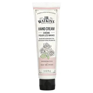 J R Watkins Hand Cream, Rosewater, 3.3 oz (95 g)